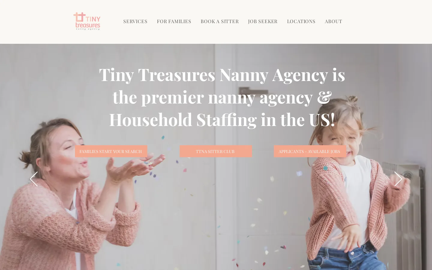 Best Nanny Agency NYC | Tiny Treasures Nanny Agency Homepage screenshot