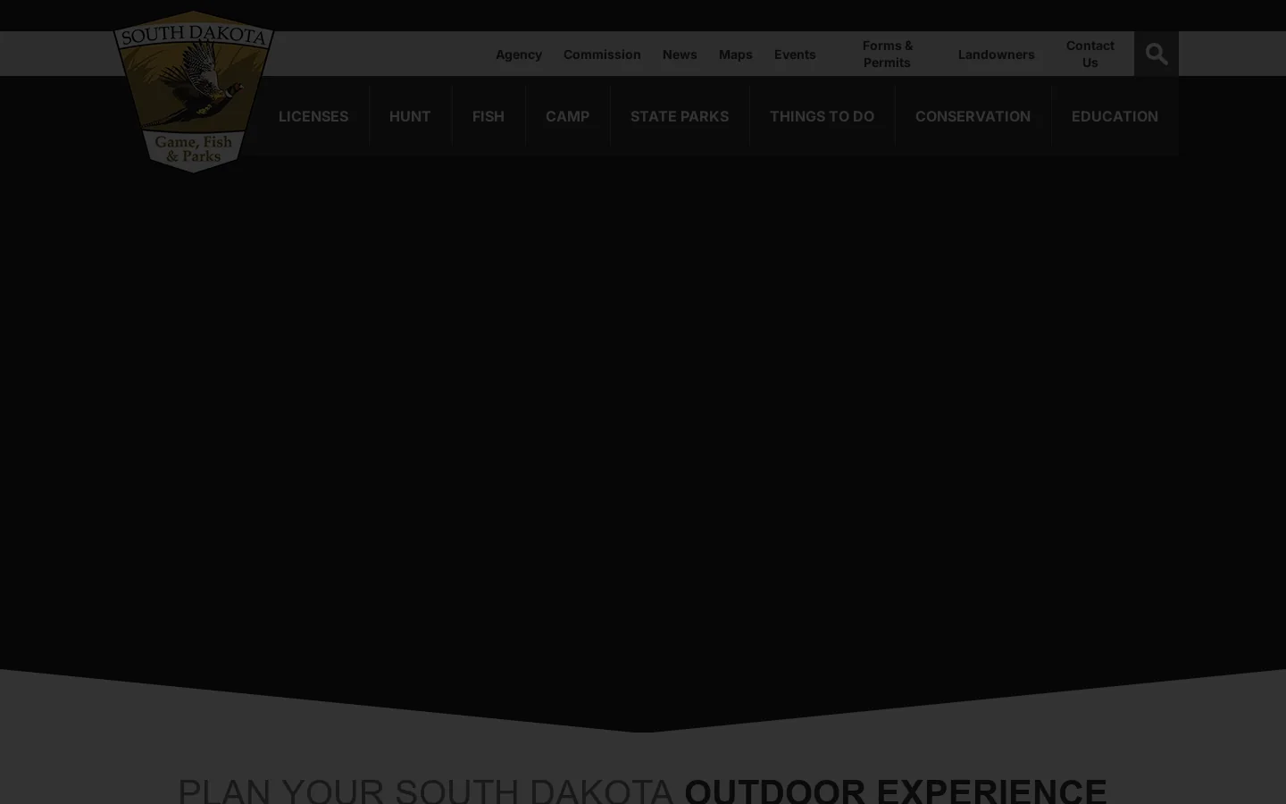 South Dakota - Game, Fish, and Parks | South Dakota Game, Fish, and Parks Homepage screenshot