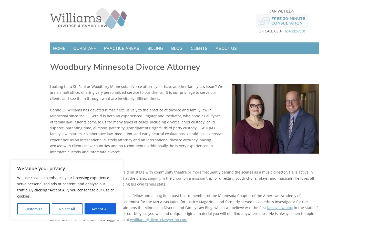 Woodbury Minnesota Divorce Attorney, St Paul MN Divorce Lawyer Homepage screenshot