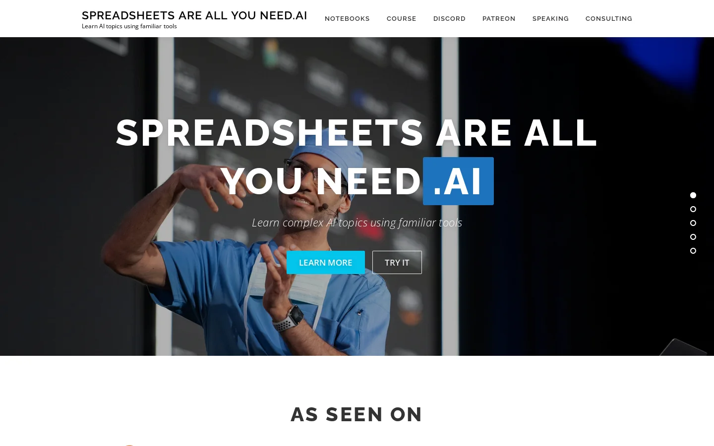 Spreadsheets are all you need.ai Homepage screenshot