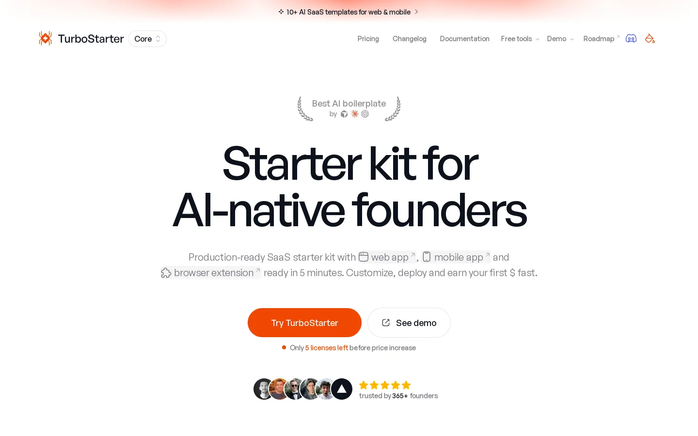 TurboStarter Homepage screenshot
