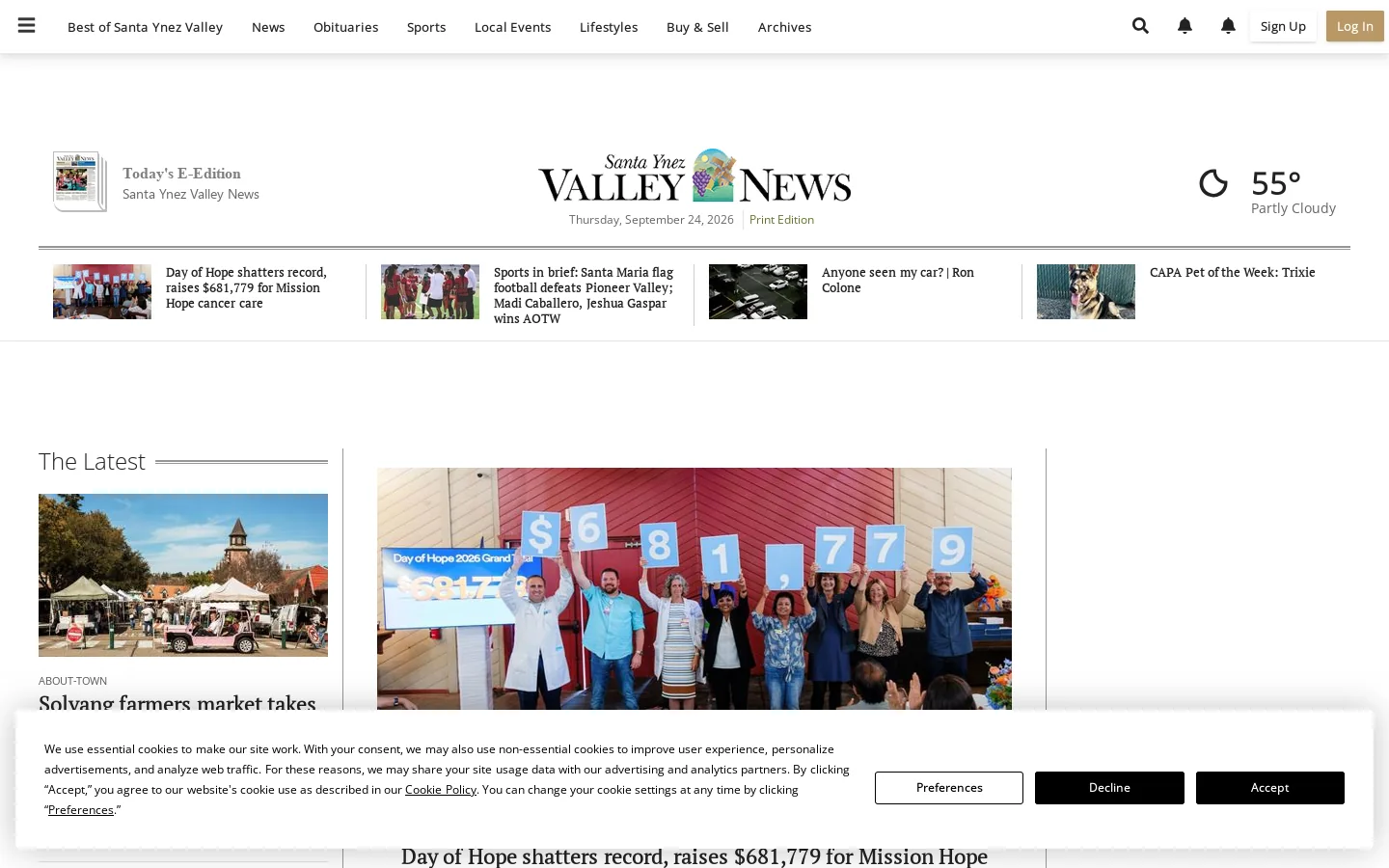 Santa Ynez Valley News - California | Local news, information, advertising Homepage screenshot