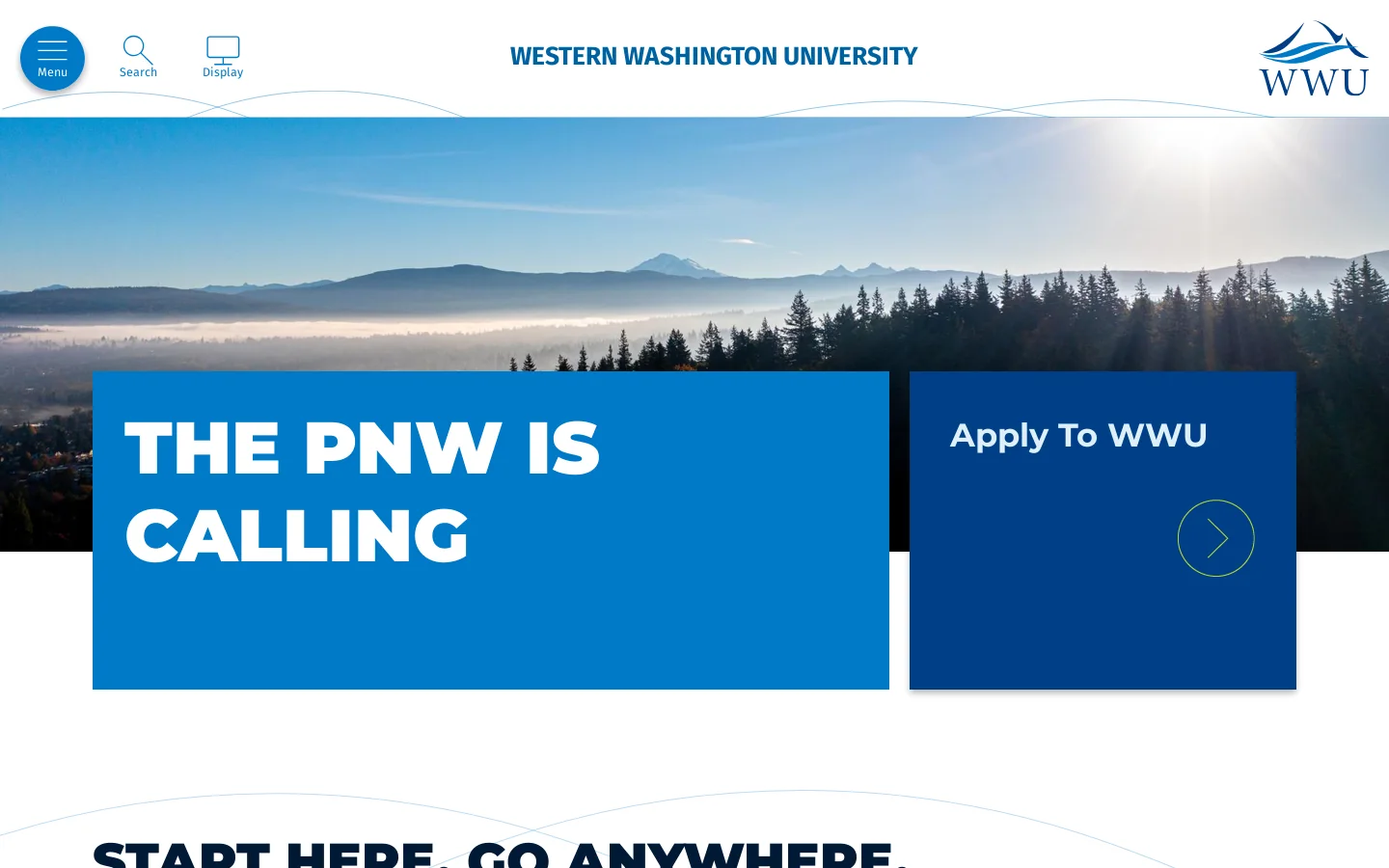 Western Washington University Homepage screenshot