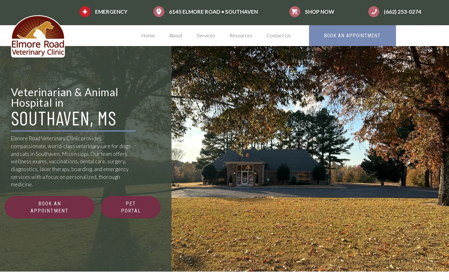 Elmore Road Veterinary Clinic - Veterinarian & Animal Hospital in Southaven, MS Homepage screenshot