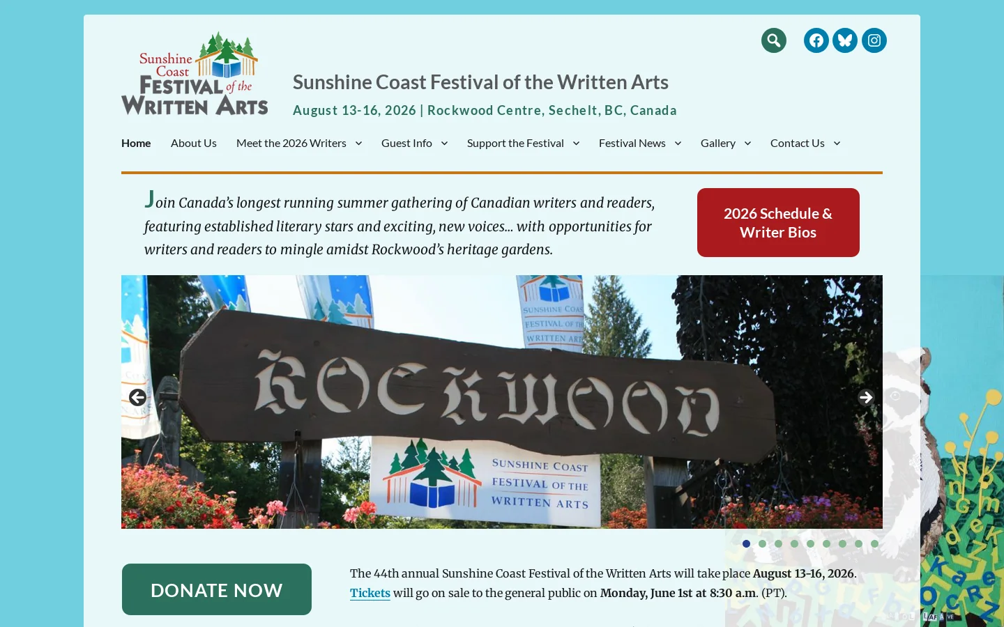 Annual Sunshine Coast Festival of the Written Arts | Sechelt, BC Homepage screenshot