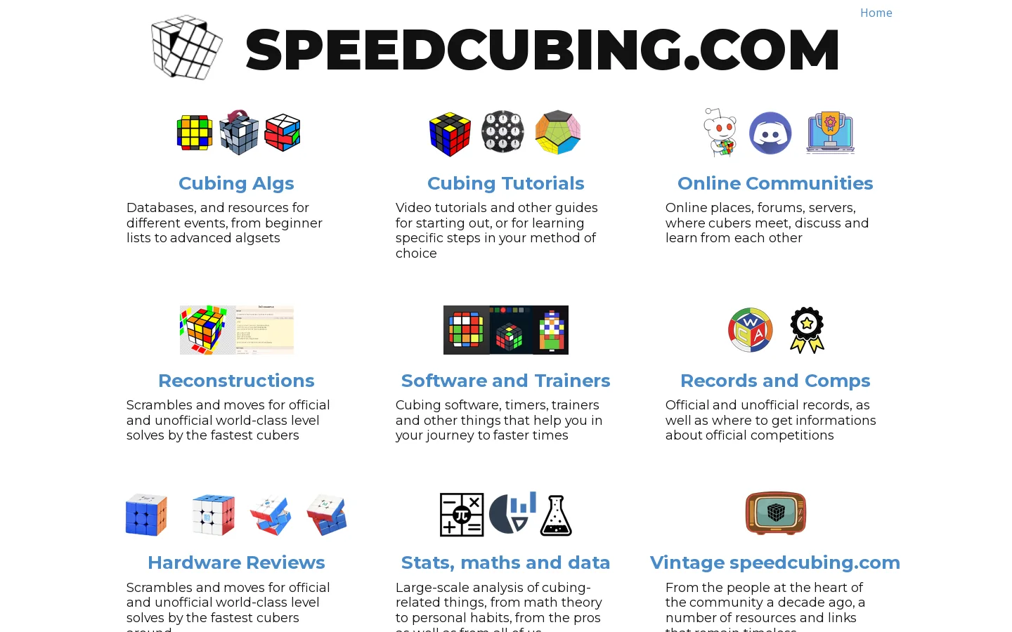Speedcubing Homepage screenshot