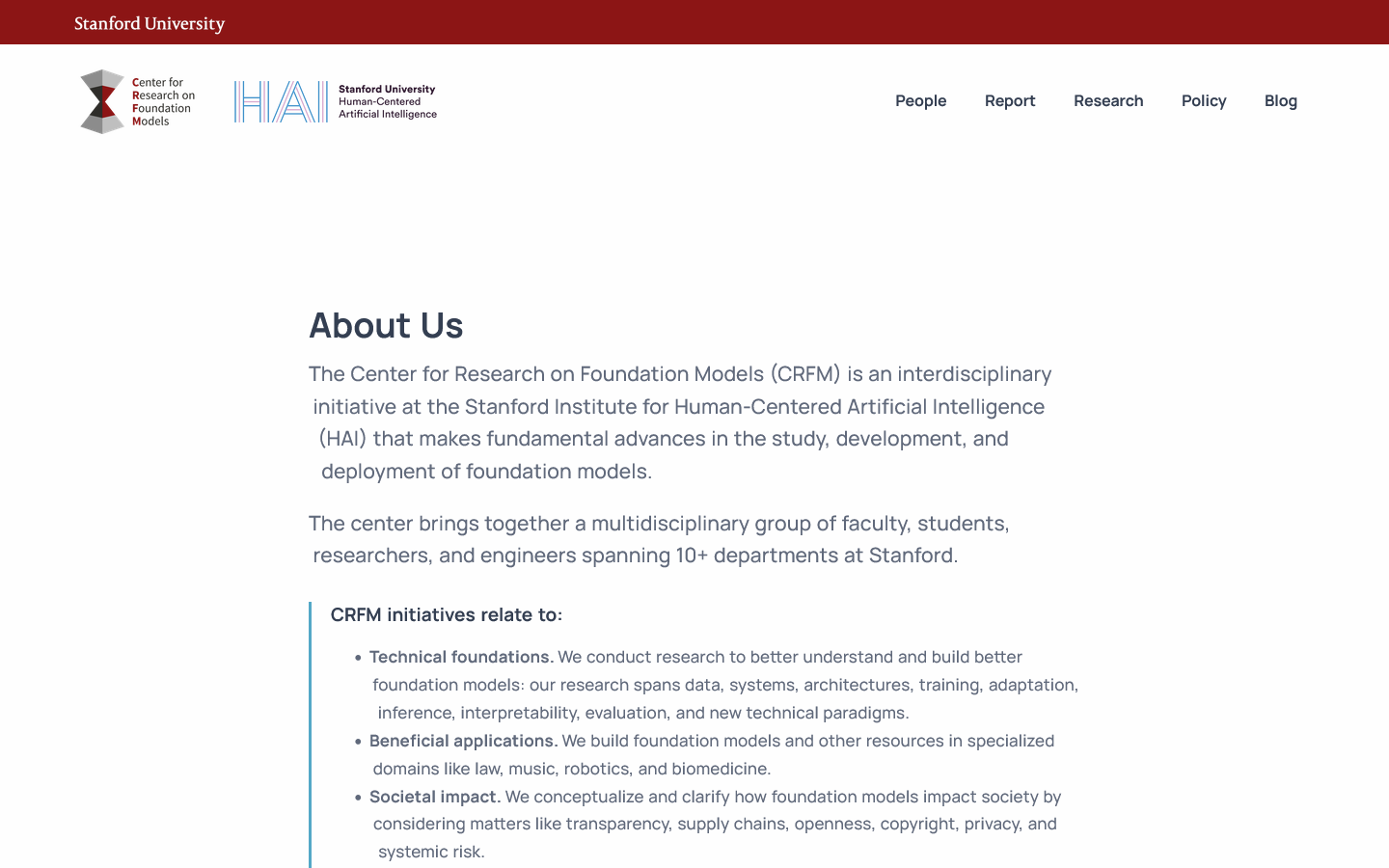 Stanford CRFM Homepage screenshot