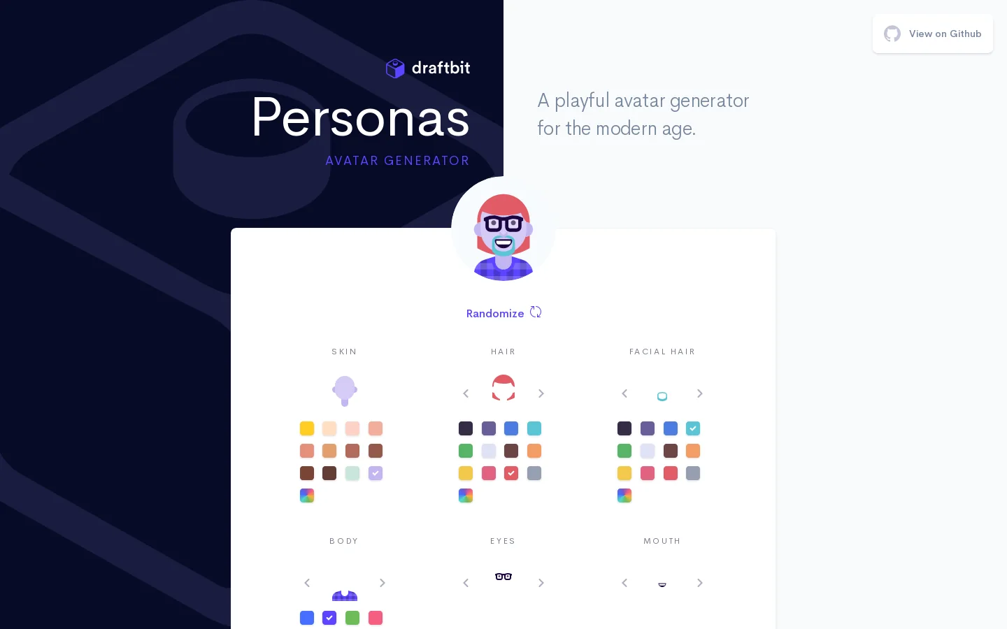 Personas by Draftbit Homepage screenshot