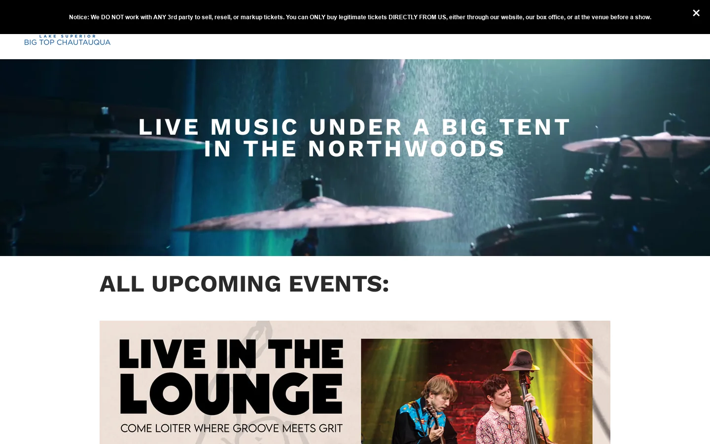 Big Top Chautauqua Homepage screenshot