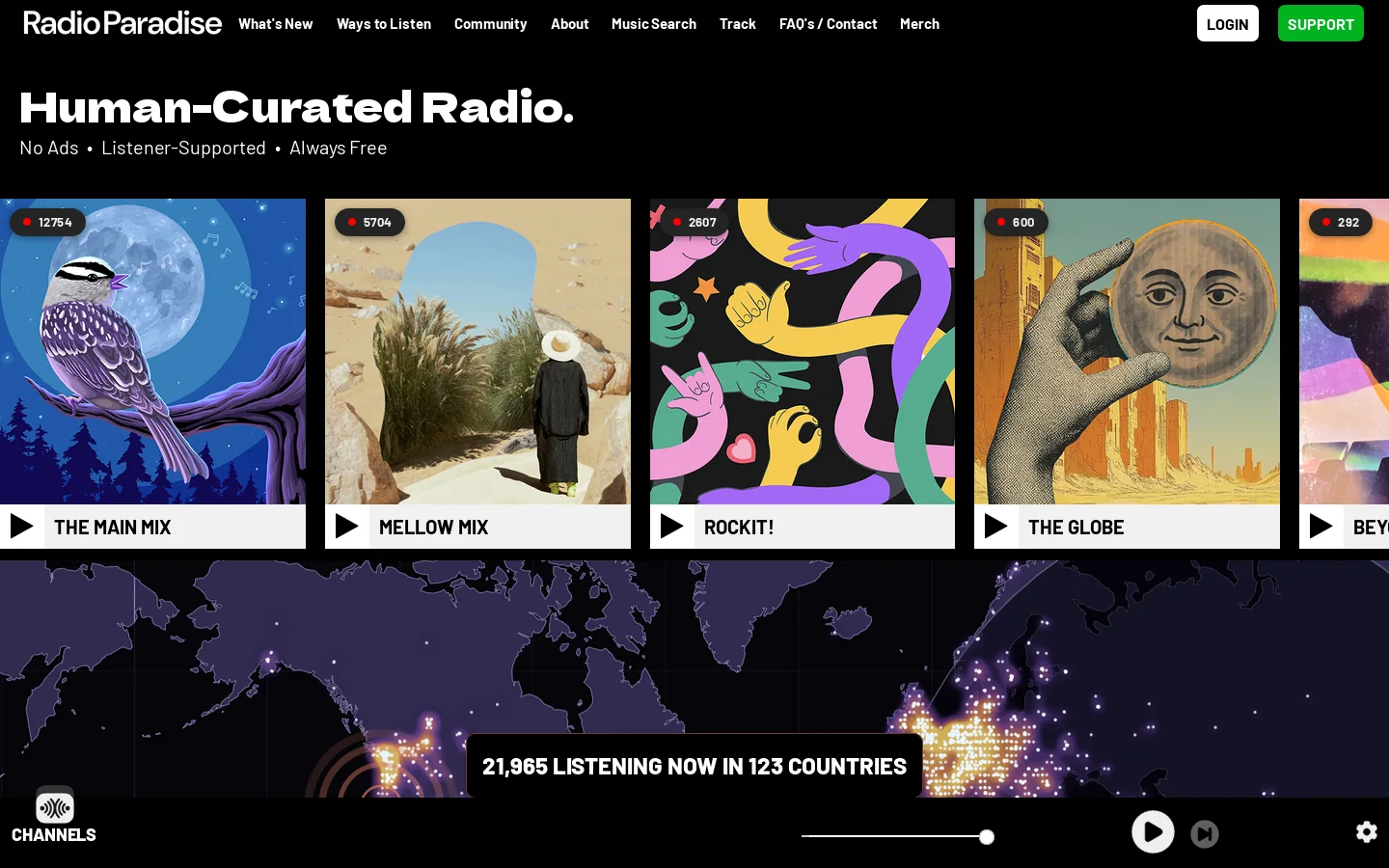 An eclectic musical adventure... Homepage screenshot