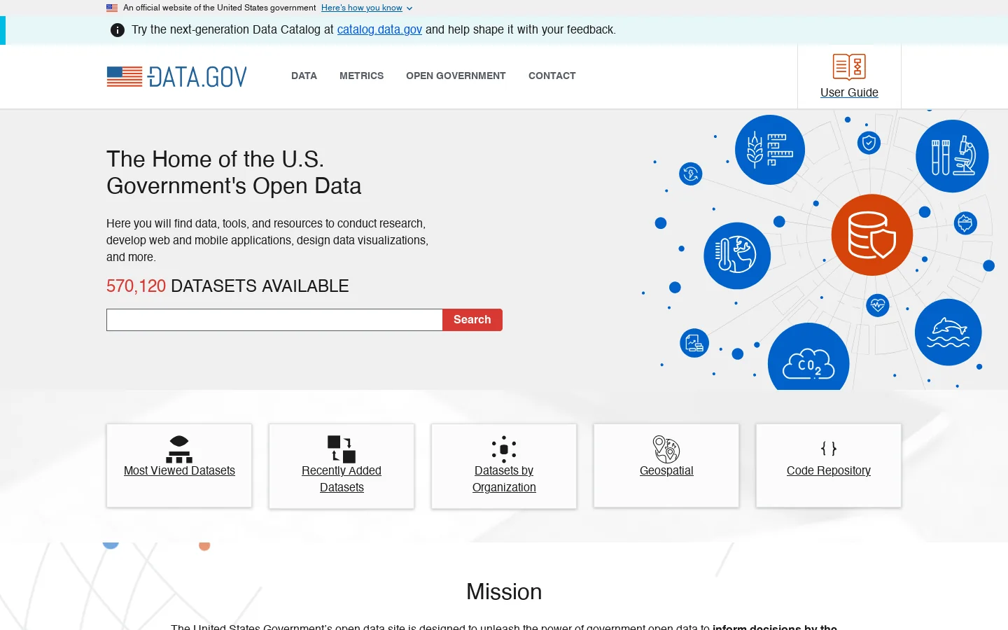 Data.gov Homepage screenshot