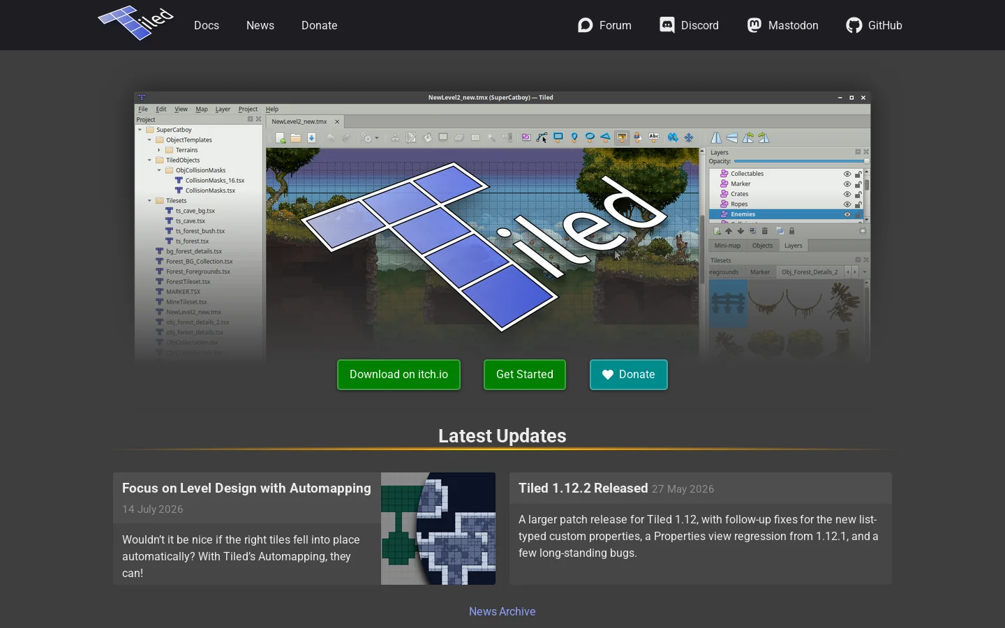 Tiled | Flexible level editor Homepage screenshot