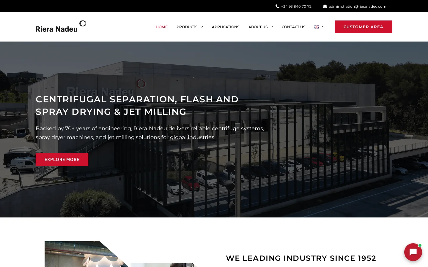 Riera Nadeu Homepage screenshot