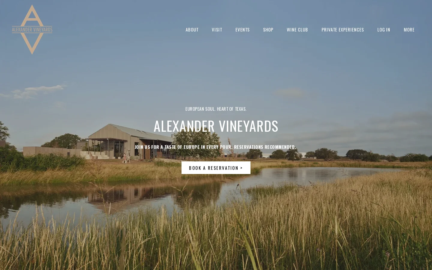 Alexander Vineyards Homepage screenshot