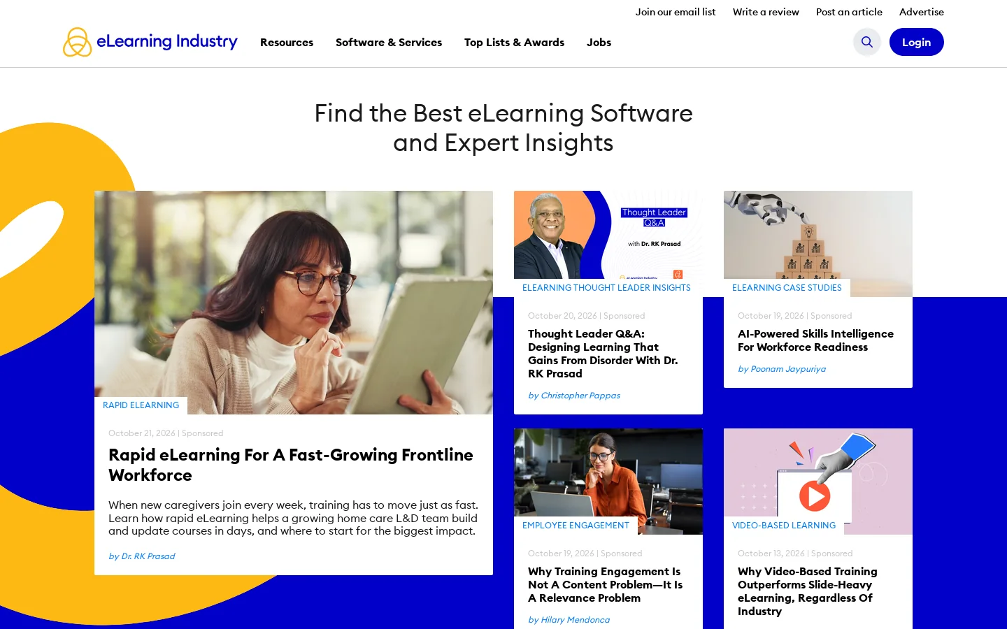 eLearning Industry Homepage screenshot