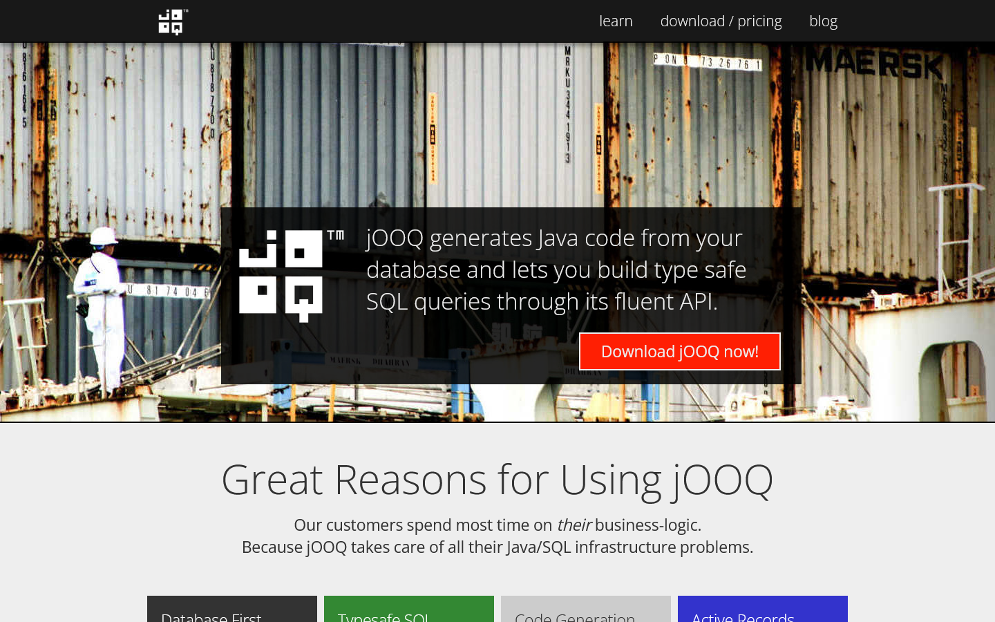 jOOQ Homepage screenshot