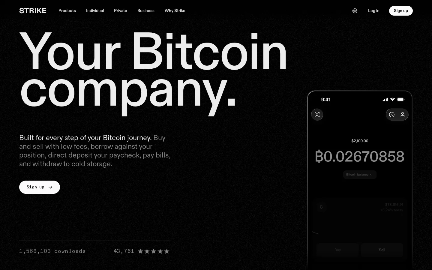 Your Bitcoin company Homepage screenshot