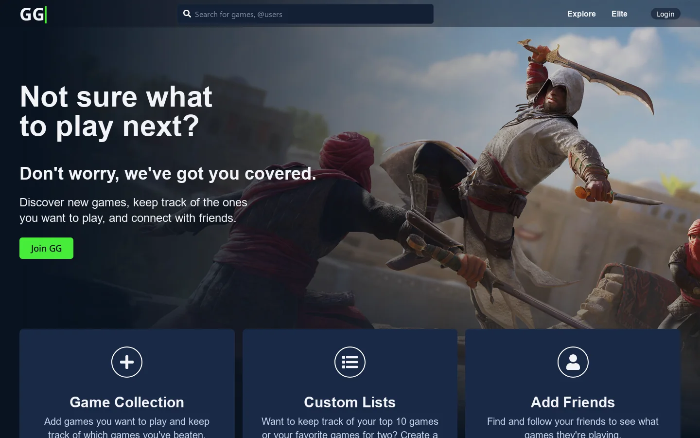 GG| - Video Game Collection Tracker Homepage screenshot