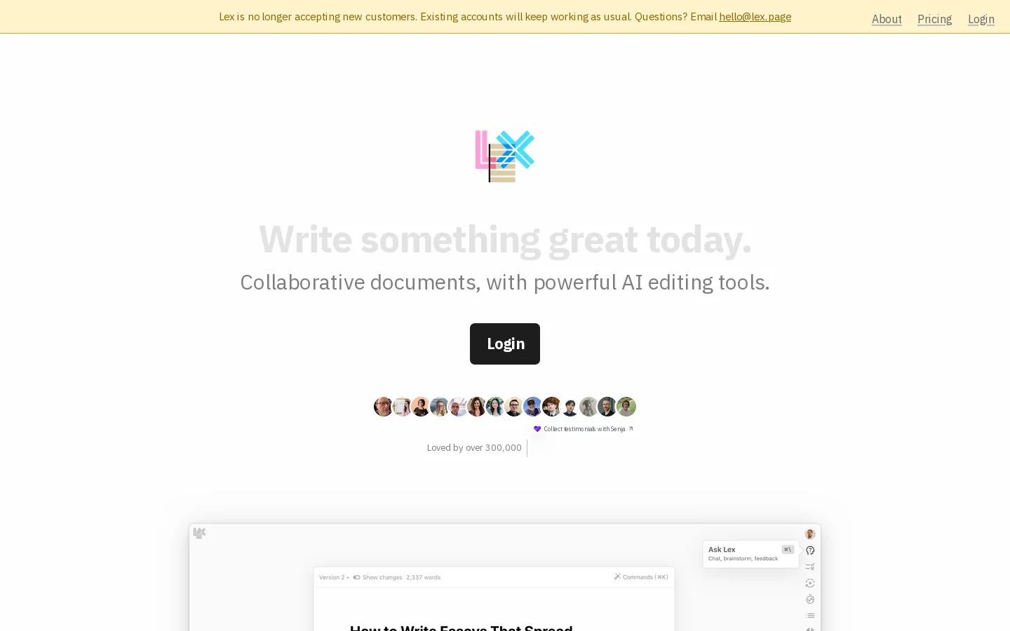 Lex Homepage screenshot