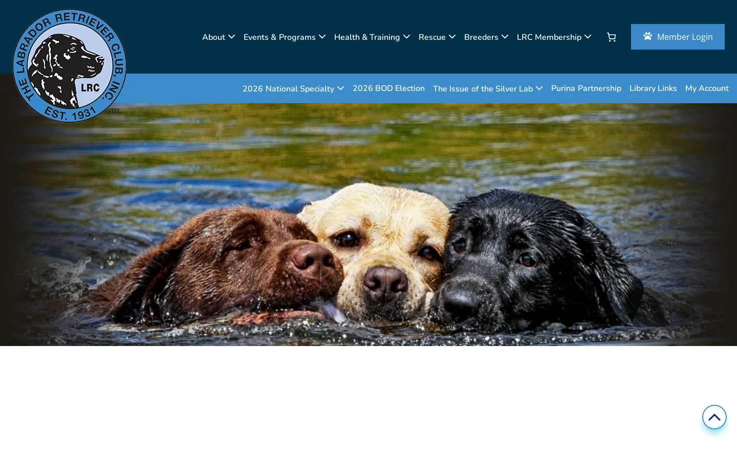 Home - The Labrador Retriever Club, Inc. Homepage screenshot
