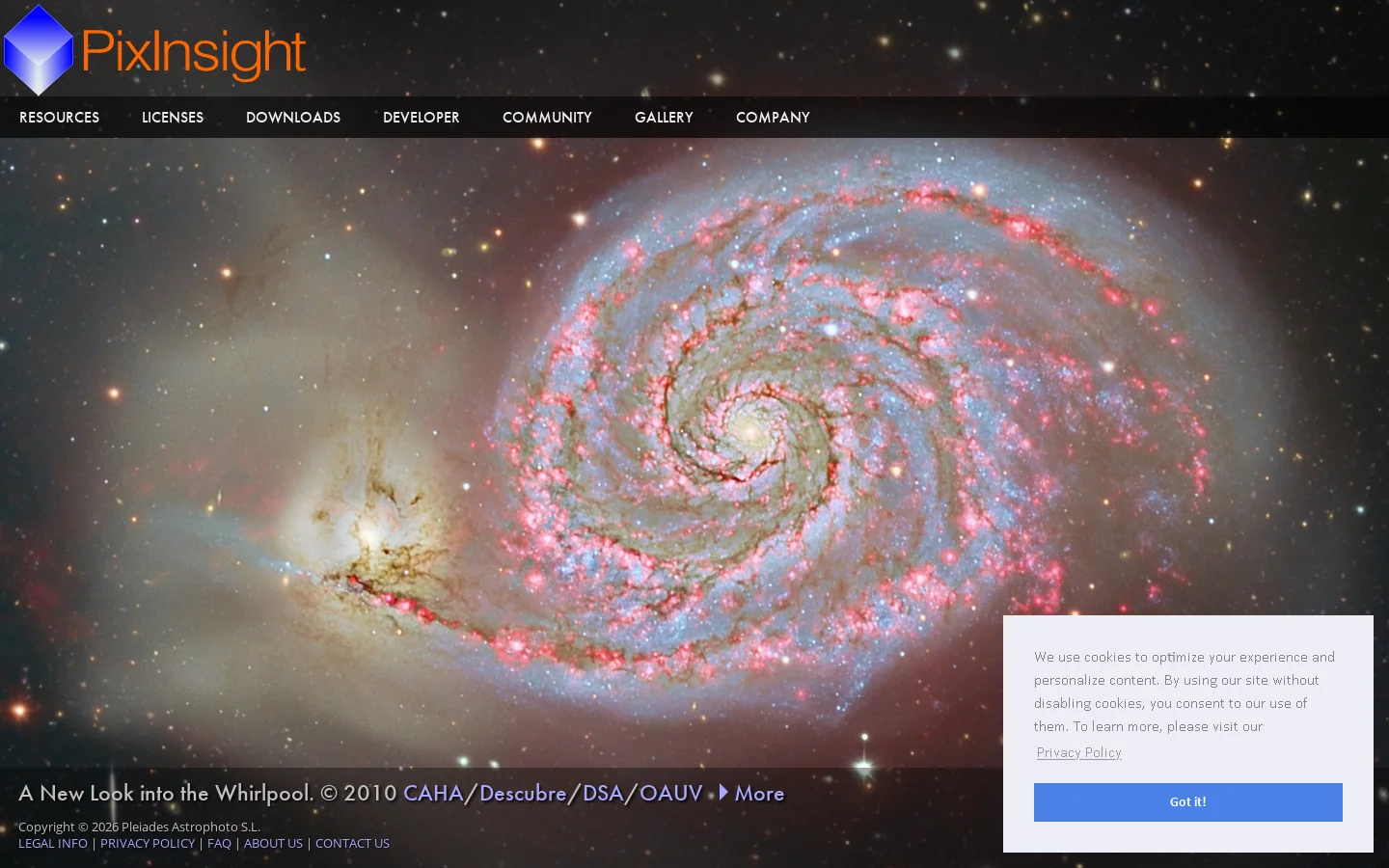 PixInsight Homepage screenshot