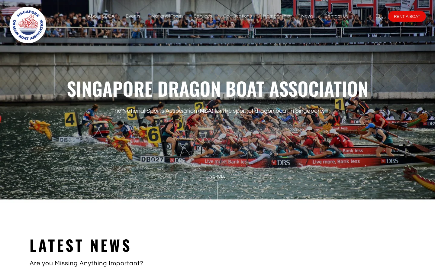 Home - Singapore Dragon Boat Association Homepage screenshot