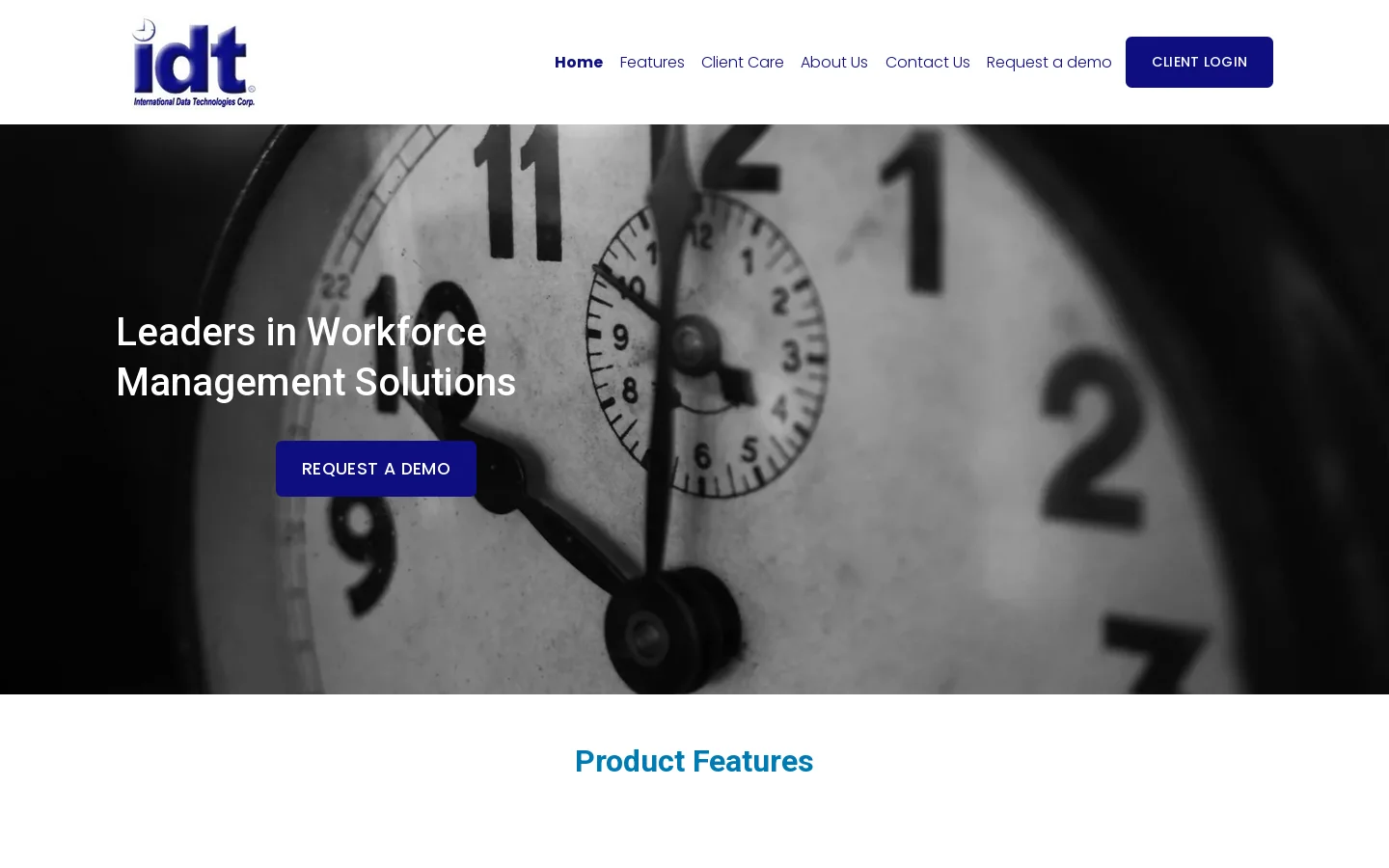 IDT | Workforce Management Software Homepage screenshot
