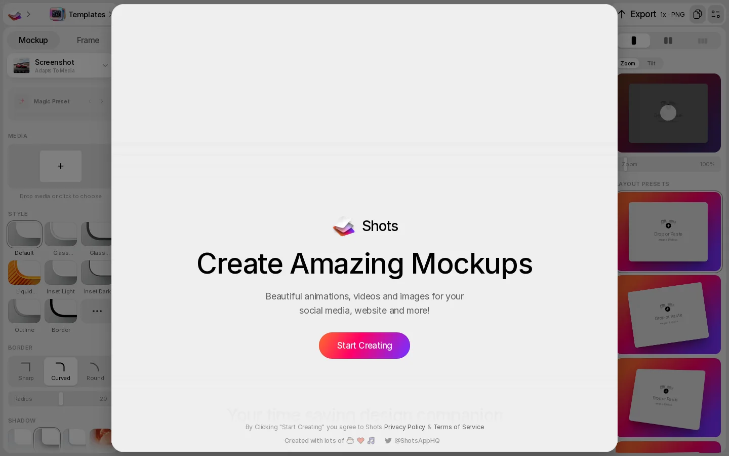 Shots Homepage screenshot