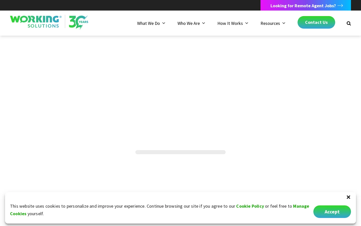 Contact Center Outsourcing | Scalable CX Solutions by Working Solutions Homepage screenshot