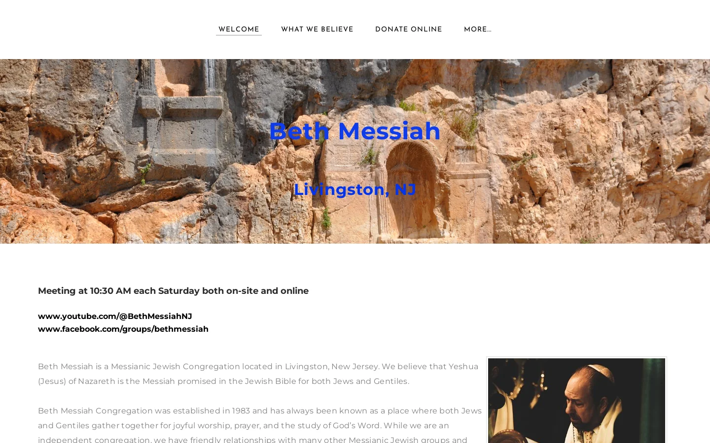 Beth Messiah, Livingston NJ Homepage screenshot