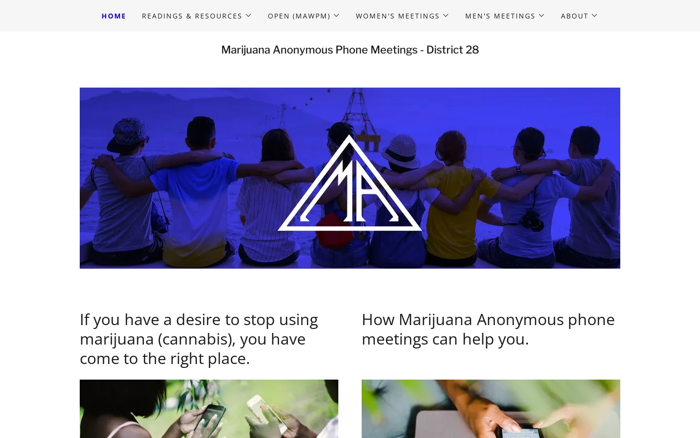 Marijuana Anonymous Phone Meetings - District 28 Homepage screenshot