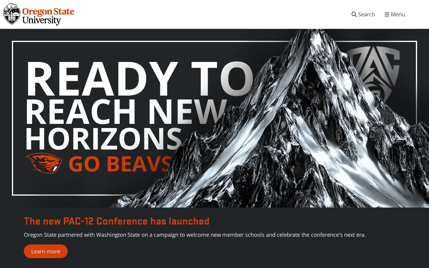 Oregon State University Homepage screenshot