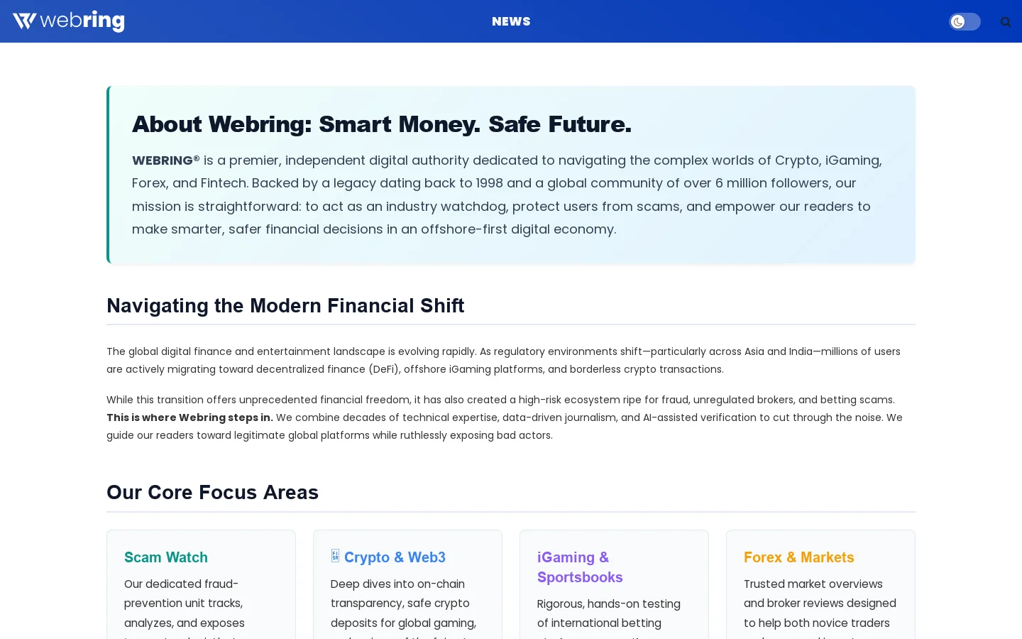 Webring Homepage screenshot