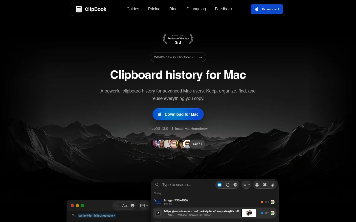 ClipBook Homepage screenshot