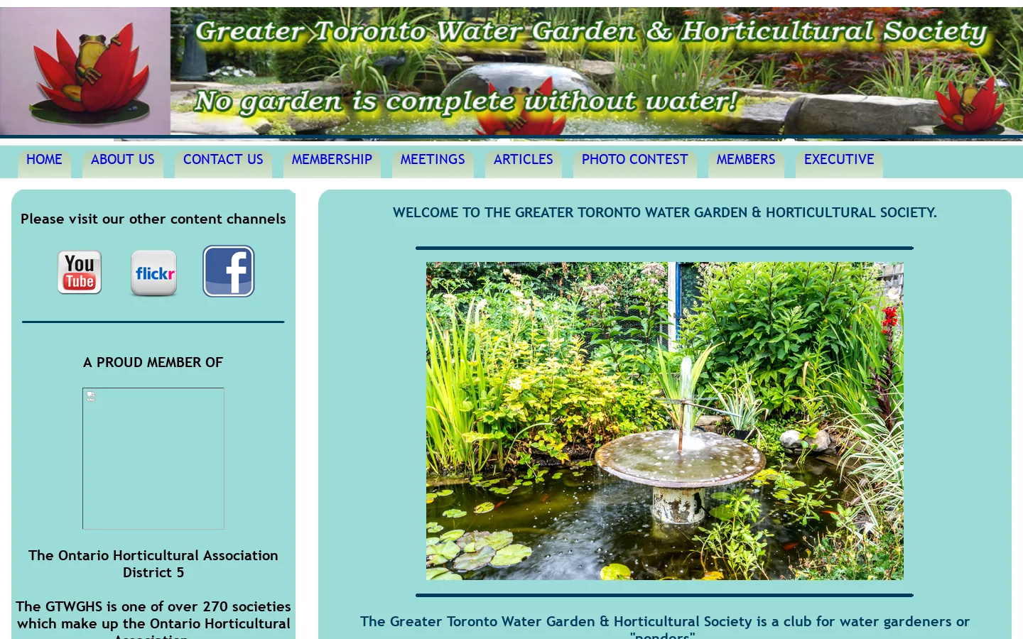Greater Toronto Water Garden & Horticultural Society: Home Homepage screenshot