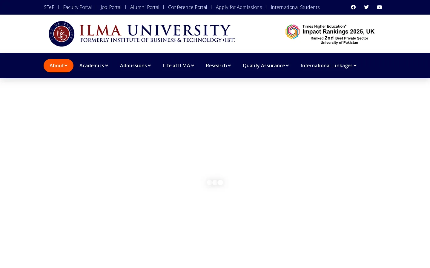 ILMA University Homepage screenshot