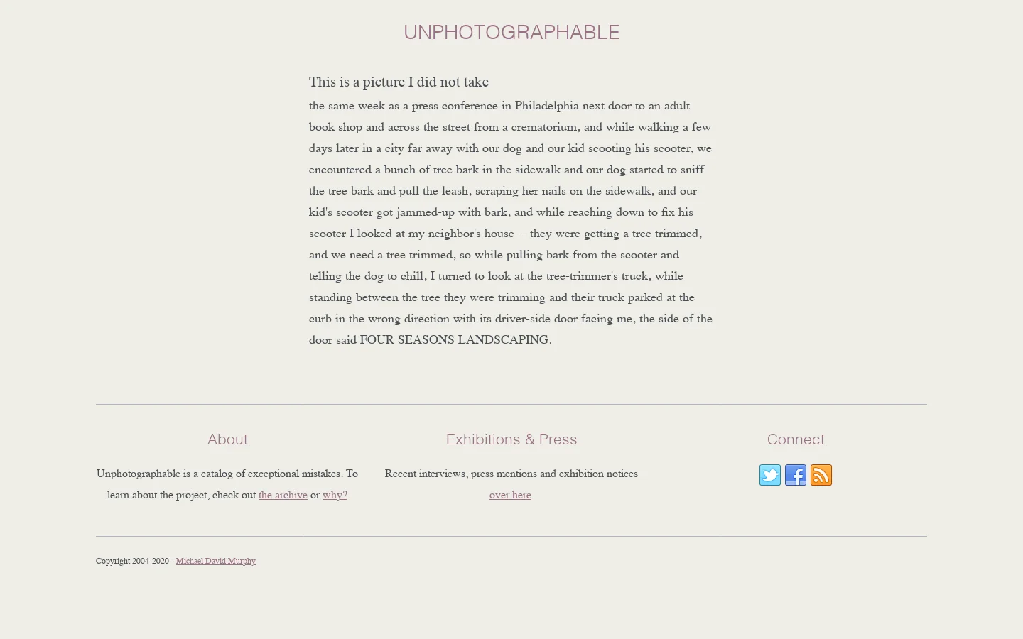 Unphotographable Homepage screenshot