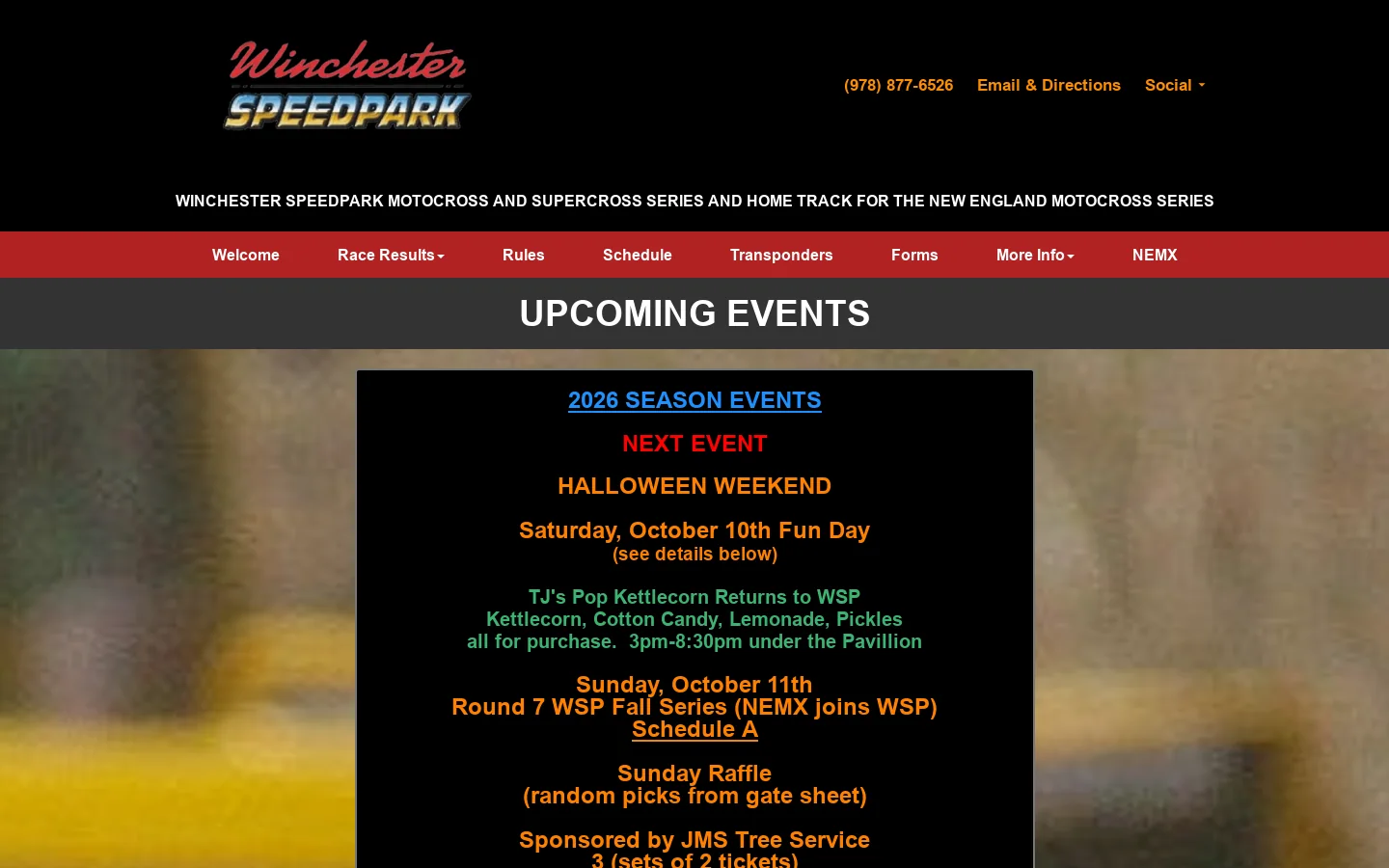 WINCHESTER SPEEDPARK, MOTOCROSS, SUPERCROSS IN NH! Homepage screenshot