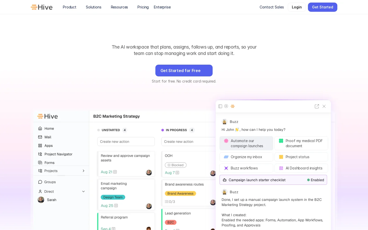 Hive Homepage screenshot