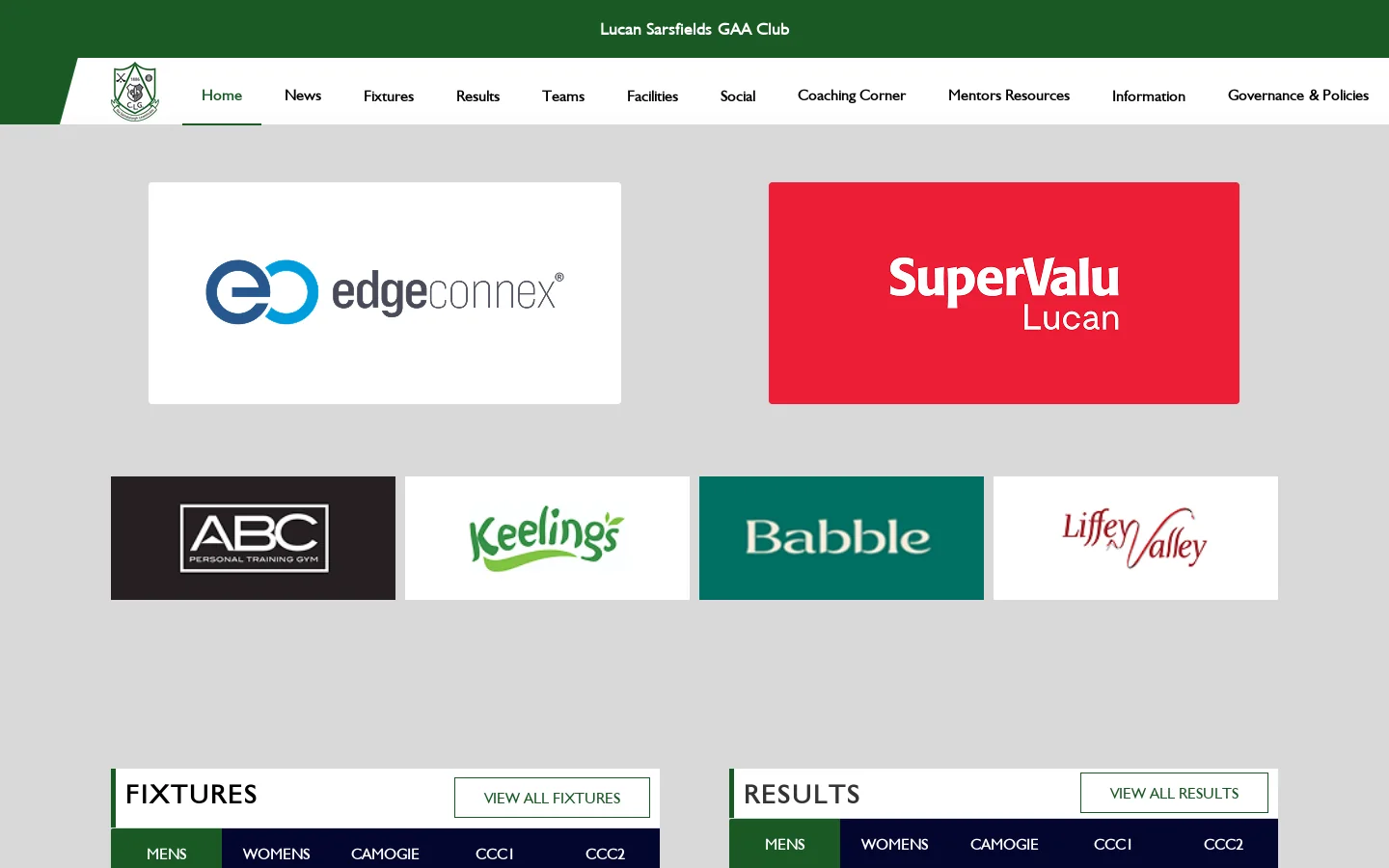 Lucan Sarsfields GAA Homepage screenshot