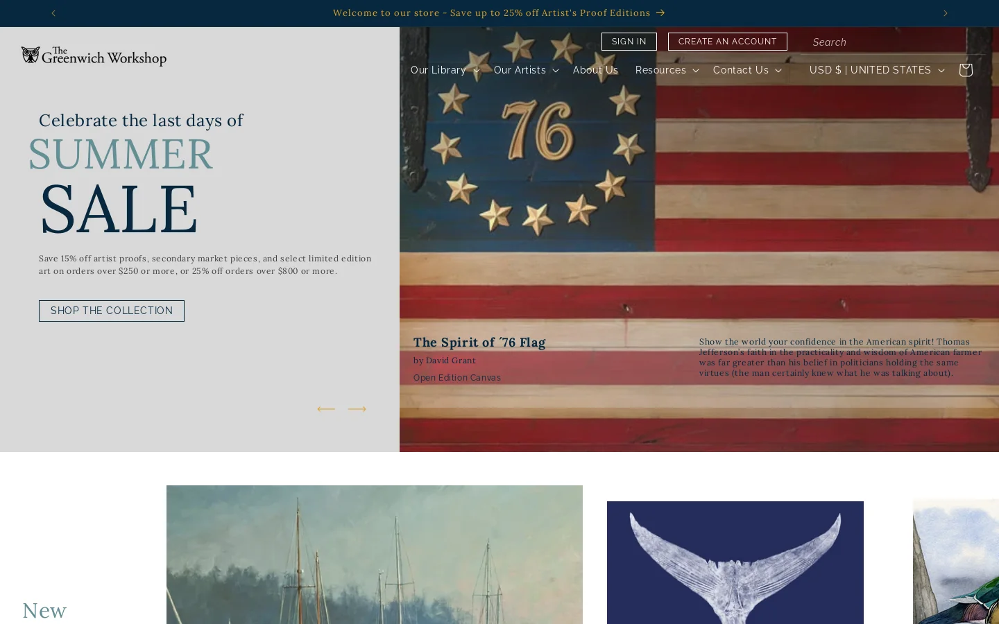 The Greenwich Workshop - Premier Fine Art Prints and Canvases Homepage screenshot