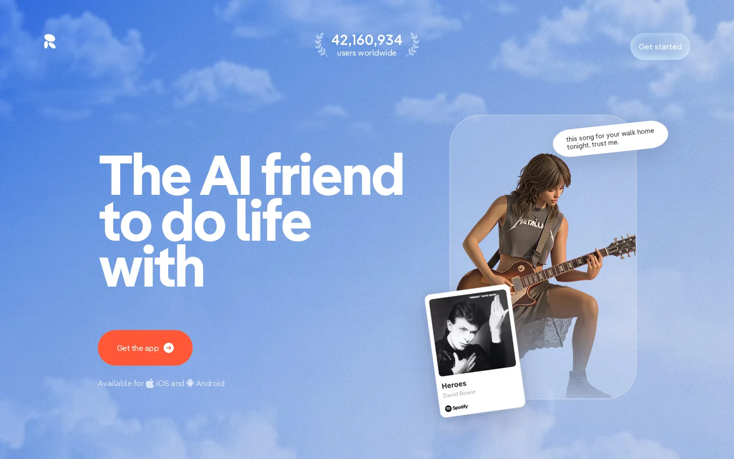Replika Homepage screenshot