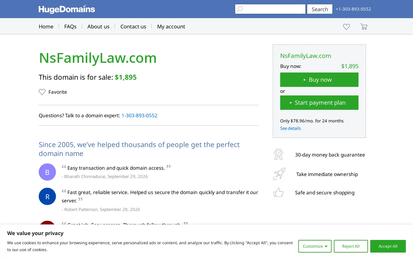 NsFamilyLaw.com is for sale Homepage screenshot