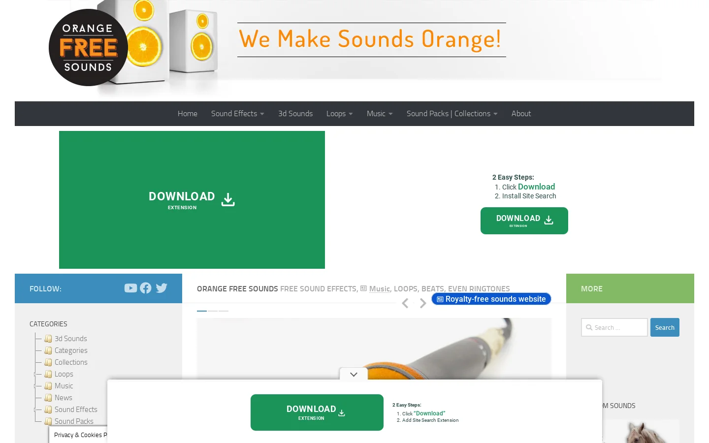 Orange Free Sounds Homepage screenshot