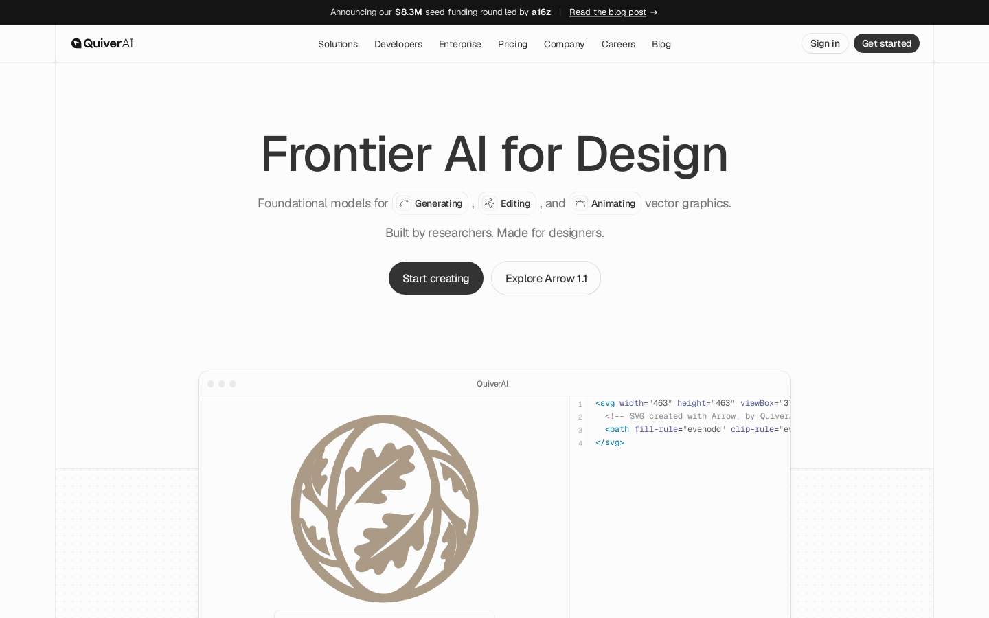 QuiverAI Homepage screenshot
