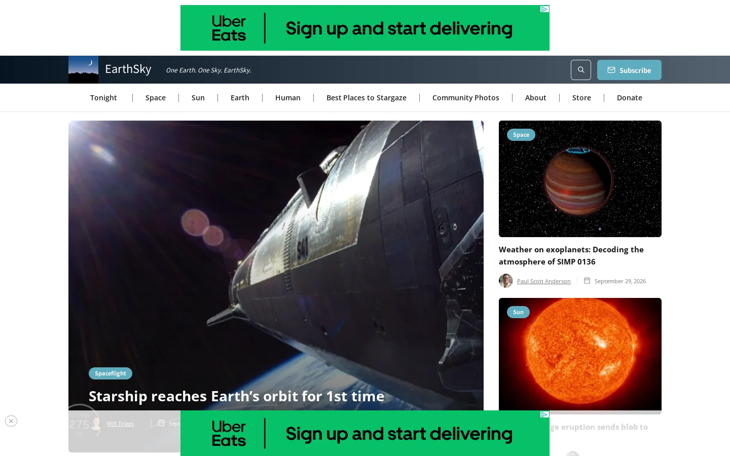 EarthSky Homepage screenshot