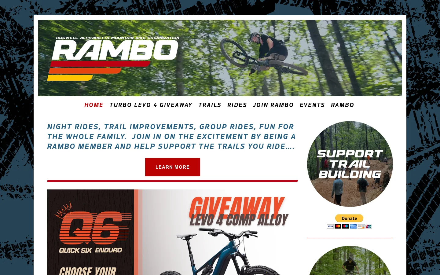 Roswell-Alpharetta Mountain Bike Organization Homepage screenshot