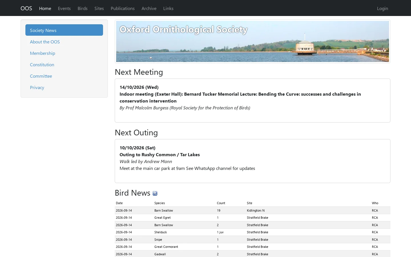 OOS Homepage screenshot