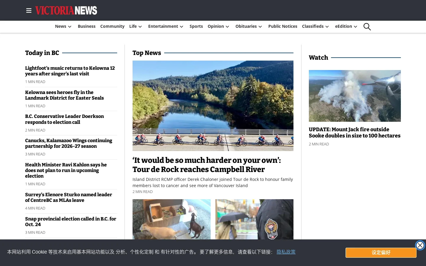 Victoria News Homepage screenshot