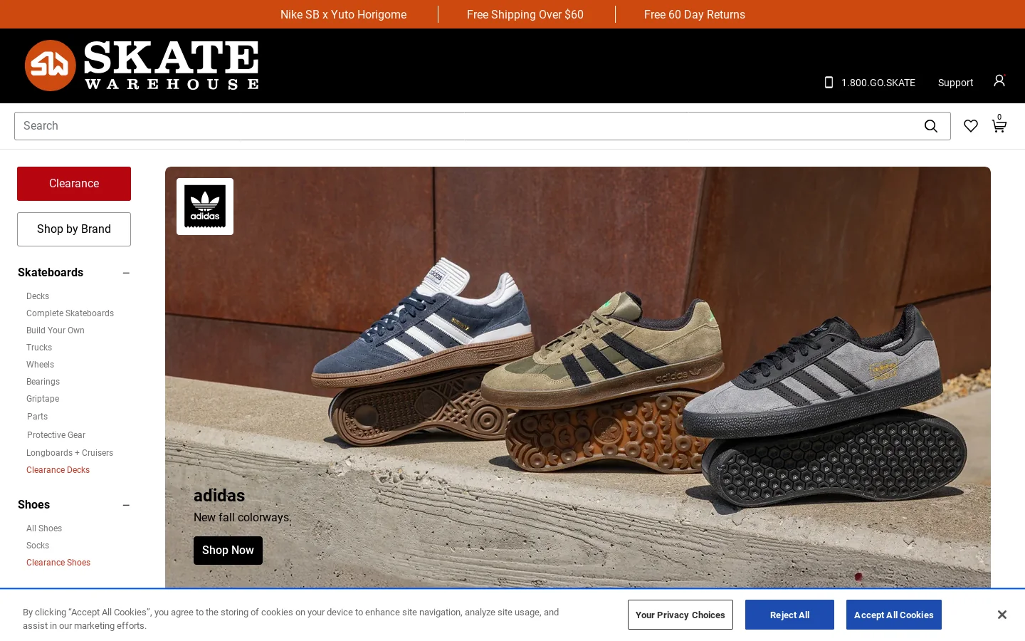 Skate Warehouse Homepage screenshot